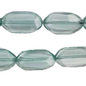 AQUAMARINE QUARTZ (GLASS)  FACETED OVAL FREEFORM 24X44MM